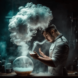 Nikolas_Papageorgiou_a_chef_cooking_in_a_laboratory_using_petri_83f349e7-3b06-4333-bec0-fa8ebe1d2336