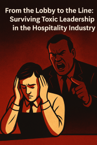 Exhausted hospitality worker facing verbal abuse from a superior